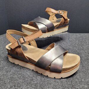 Josef Seibel Silver and Brown Sandals